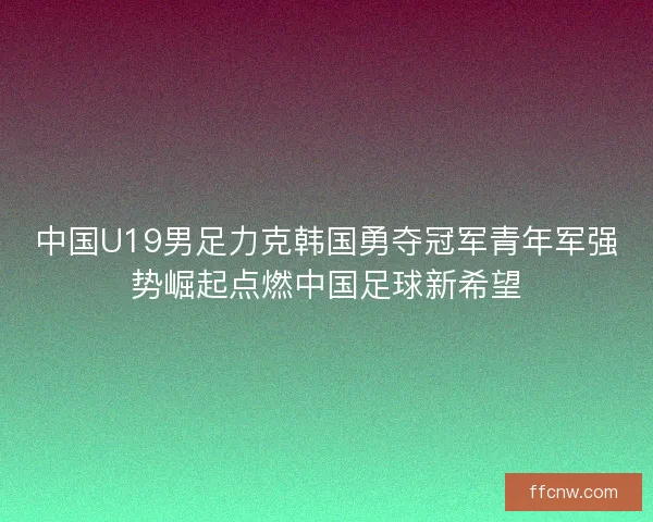 中国U19男足力克韩国勇夺冠军青年军强势崛起点燃中国足球新希望 中国U19男足力克韩国勇夺冠军青年军强势崛起点燃中国足球新希望