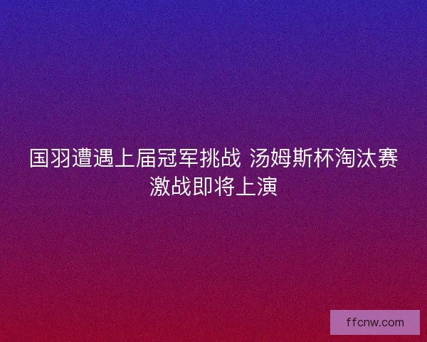 国羽遭遇上届冠军挑战 汤姆斯杯淘汰赛激战即将上演