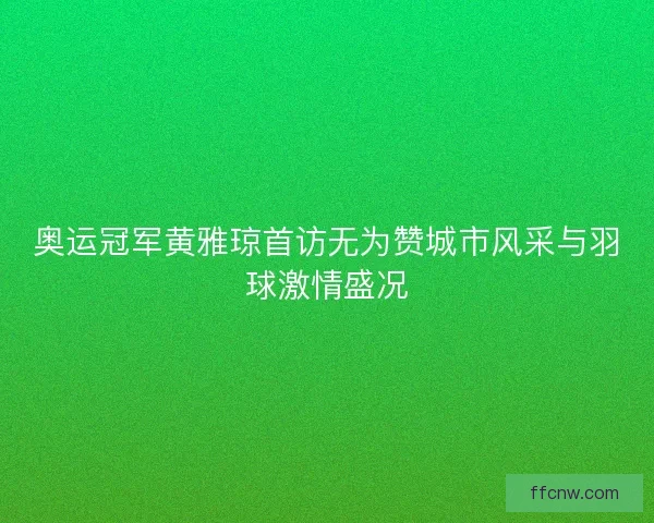 奥运冠军黄雅琼首访无为赞城市风采与羽球激情盛况