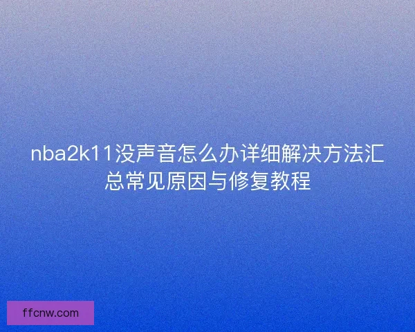 nba2k11没声音怎么办详细解决方法汇总常见原因与修复教程 nba2k11没声音怎么办详细解决方法汇总常见原因与修复教程