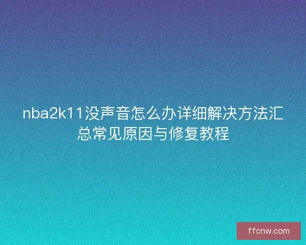 nba2k11没声音怎么办详细解决方法汇总常见原因与修复教程
